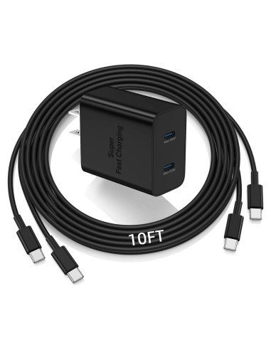 Cargador Rápido 45W Qalirvis con Cable USB C 10FT Doble Puerto