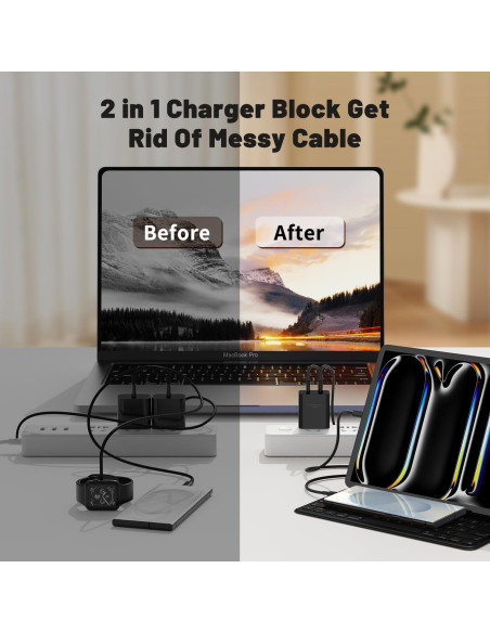 Cargador Rápido 45W Qalirvis con Cable USB C 10FT Doble Puerto Cargador Rápido 45W Qalirvis con Cable USB C 10FT Doble Puerto