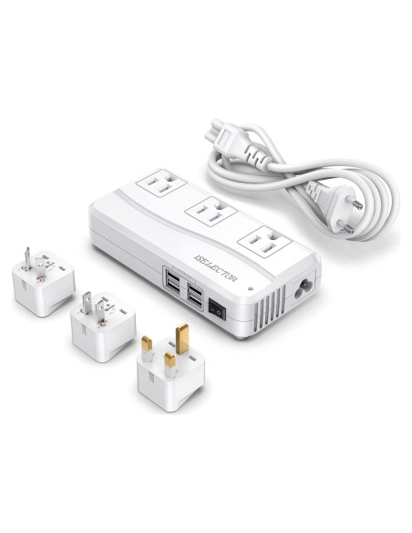 Adaptador de Viaje ISELECTOR 220V a 110V con 4 USB y 3 AC Adaptador de Viaje ISELECTOR 220V a 110V con 4 USB y 3 AC