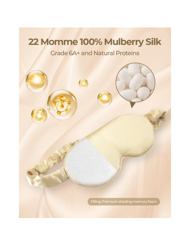Máscara de Sueño de Seda de Morera SGMSILK 22 Momme Ajustable