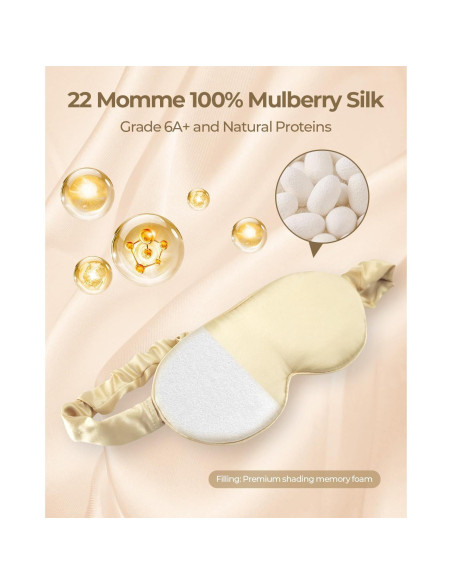 Máscara de Sueño de Seda de Morera SGMSILK 22 Momme Ajustable Máscara de Sueño de Seda de Morera SGMSILK 22 Momme Ajustable
