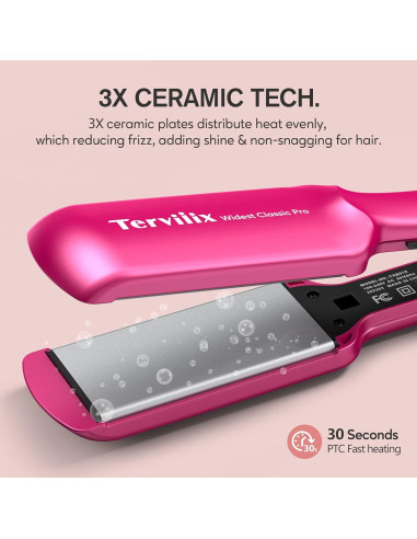 Plancha de Pelo Terviiix 2" Cerámica Ancha Temperatura Ajustable