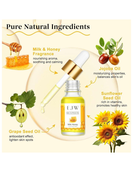 Aceite de Cutícula EJW 15ml Hidratante Aromatizado Leche y Miel Aceite de Cutícula EJW 15ml Hidratante Aromatizado Leche y Miel