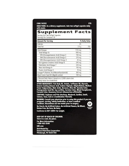 Suplemento Omega Completo GNC AMP 60 Cápsulas 1725mg Suplemento Omega Completo GNC AMP 60 Cápsulas 1725mg