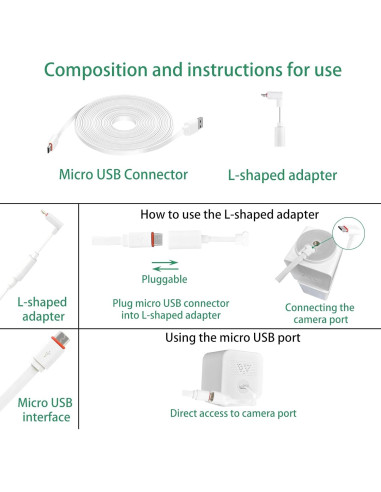 Cable de carga micro USB 6.1m AYIIFEI para Wyze Cam