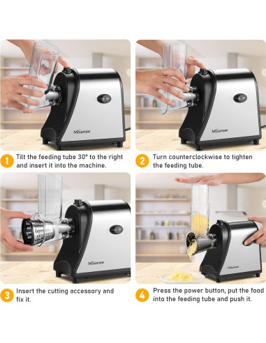Rallador Eléctrico Homdox 250W 5 en 1 para Queso y Verduras