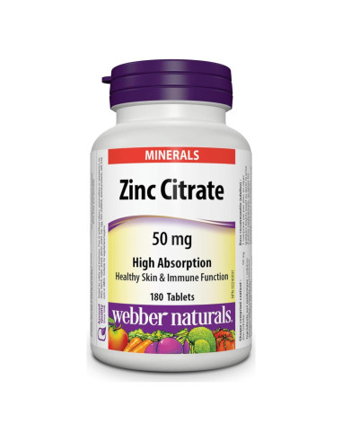 Citrato de Zinc 50 mg Webber Naturals 180 Tabletas