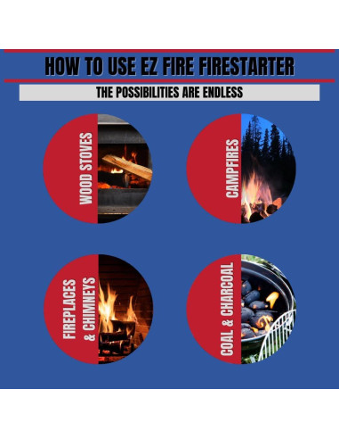 Encendedores de fuego EZ Fire - Paquete de 50 unidades, impermeables y seguros