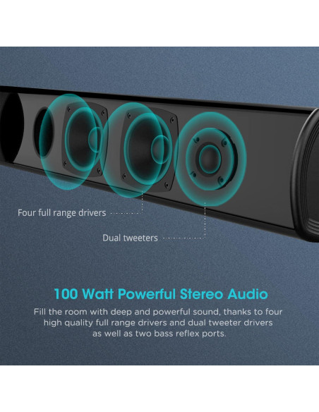 Barra de Sonido BESTISAN 100W 101.6cm Bluetooth 5.0 con Subwoofer Barra de Sonido BESTISAN 100W 101.6cm Bluetooth 5.0 con Subwoofer