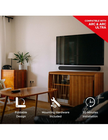 Soporte de Pared Soundbass ARC-WM-B para Sonos Arc y Arc Ultra, Negro, Ajustable