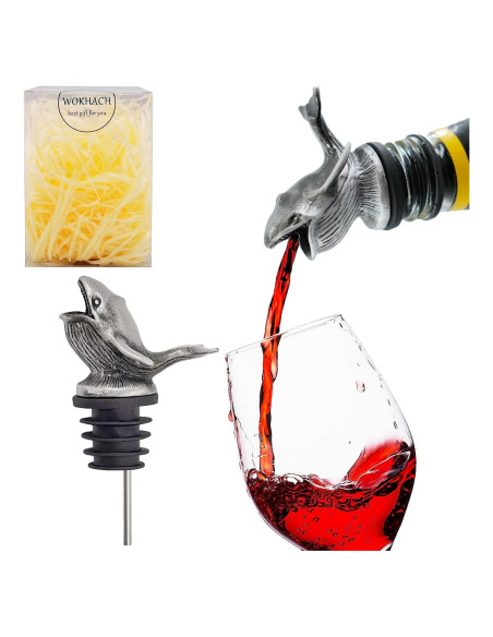 Aireador y Vertedor de Vino WOKHACH Ballena Gris Plateado Aireador y Vertedor de Vino WOKHACH Ballena Gris Plateado