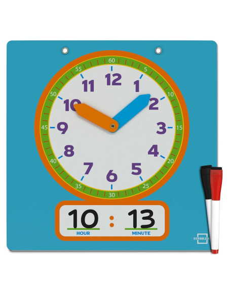 Reloj de Aprendizaje Scribbledo para Niños 33 cm Borrable Reloj de Aprendizaje Scribbledo para Niños 33 cm Borrable