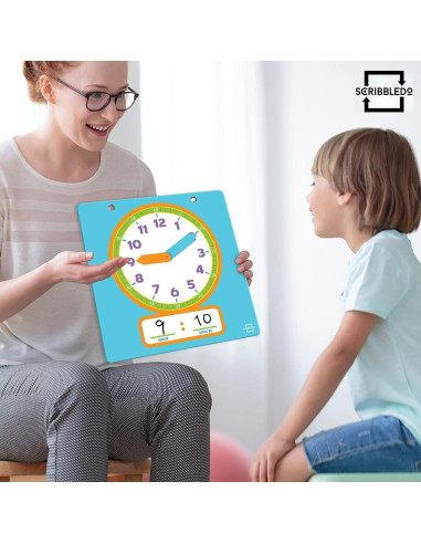 Reloj de Aprendizaje Scribbledo para Niños 33 cm Borrable
