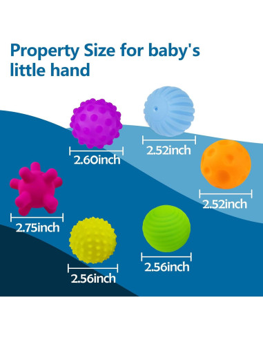 Juego de 6 Pelotas Sensoriales ROHSCE para Bebés 6-12 Meses