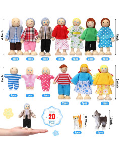 Conjunto de Muñecas de Madera Skylety 20 Piezas para Jugar 2