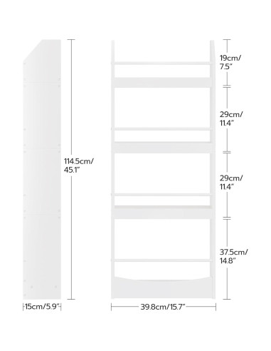 Estantería Infantil Montada en Pared CHOEZON 4 Niveles Blanca