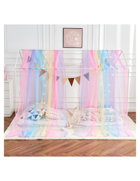 Dosel de Cama para Niñas WANFASO con Cortinas y Luces 190x160cm Dosel de Cama para Niñas WANFASO con Cortinas y Luces 190x160cm