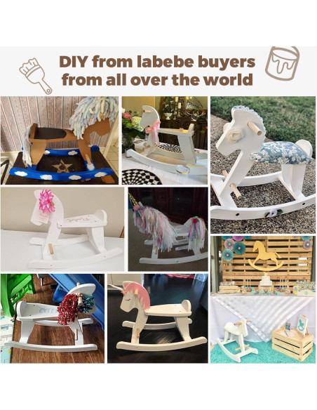 Caballo Balancín de Madera labebe para Bebés 12M+ Blanco Caballo Balancín de Madera labebe para Bebés 12M+ Blanco