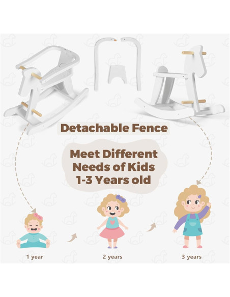 Caballo Balancín de Madera labebe para Bebés 12M+ Blanco Caballo Balancín de Madera labebe para Bebés 12M+ Blanco