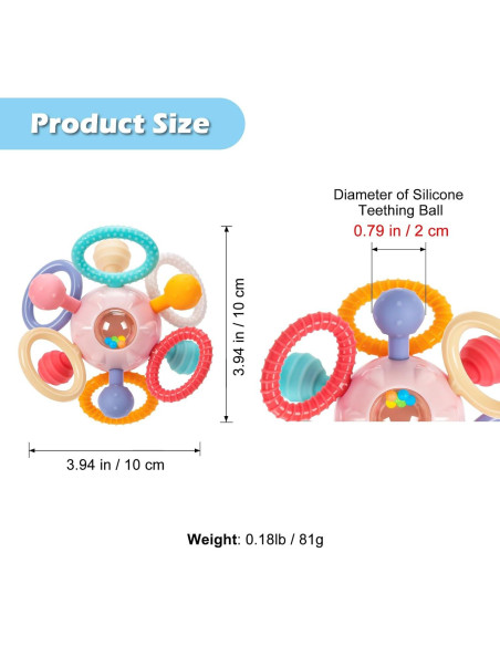 Juguete de Dentición Montessori Bebés 0-12 Meses Rosa Juguete de Dentición Montessori Bebés 0-12 Meses Rosa