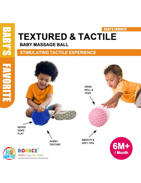 Bolas Sensoriales ROHSCE para Bebés - 6 Unidades Multicolores Bolas Sensoriales ROHSCE para Bebés - 6 Unidades Multicolores