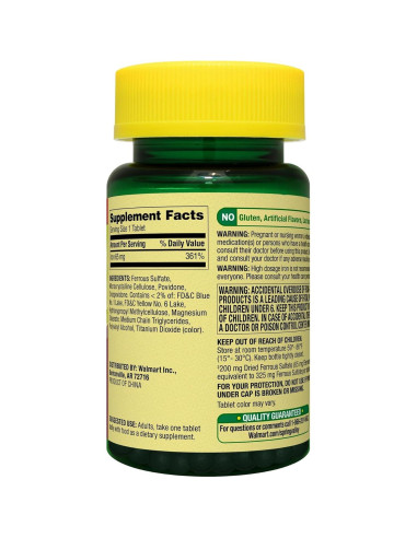 Suplemento de Hierro Spring Valley 65mg - 100 Tabletas Sin Gluten