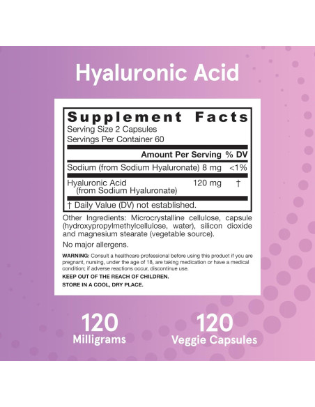 Suplemento Ácido Hialurónico Jarrow Formulas 120 mg 120 Cápsulas Suplemento Ácido Hialurónico Jarrow Formulas 120 mg 120 Cápsulas