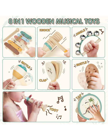 Set de Instrumentos Musicales Montessori Shantoushi - Dinosaurio Set de Instrumentos Musicales Montessori Shantoushi - Dinosaurio