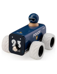 Coche de Policía de Madera ButToyBroz Retro Azul 13.5x9x9cm