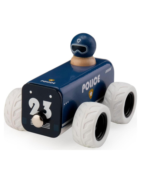 Coche de Policía de Madera ButToyBroz Retro Azul 13.5x9x9cm Coche de Policía de Madera ButToyBroz Retro Azul 13.5x9x9cm