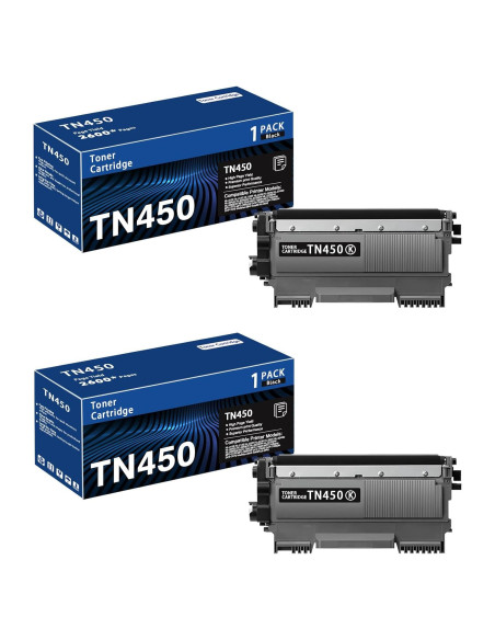 Cartucho de Tóner TN450 Negro Alto Rendimiento 2-Pack Brother Cartucho de Tóner TN450 Negro Alto Rendimiento 2-Pack Brother