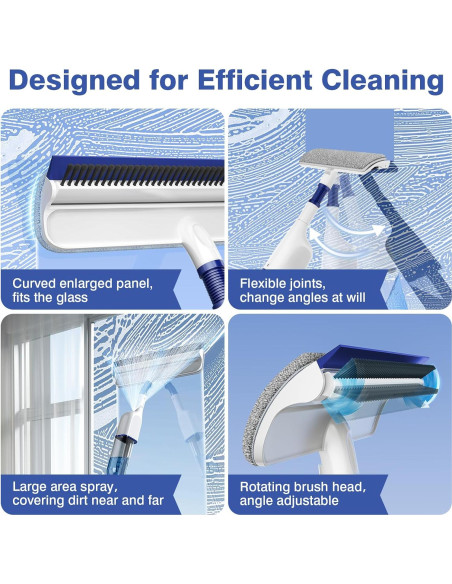 Kit Limpiador de Ventanas 3-en-1 Zioffiel 490ml y Polo 1.26m Kit Limpiador de Ventanas 3-en-1 Zioffiel 490ml y Polo 1.26m