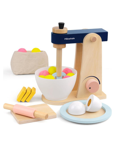 Batidora de Juguete de Madera Pillowhale con Accesorios