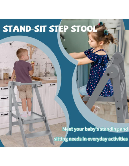 Torre Plegable para Niños Doerpuz con 3 Alturas Ajustables Torre Plegable para Niños Doerpuz con 3 Alturas Ajustables