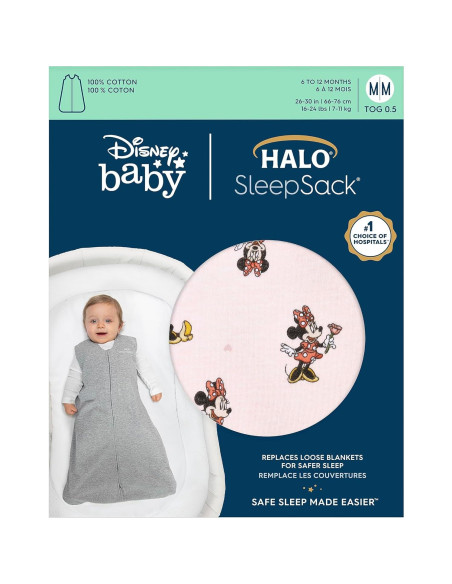 SleepSack HALO 100% Algodón Grande Minnie 12-18 Meses TOG 0.5 SleepSack HALO 100% Algodón Grande Minnie 12-18 Meses TOG 0.5