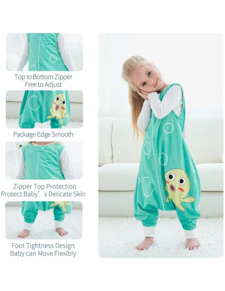 Saco de Dormir MICHLEY para Niños 5-6T Verde Sin Mangas Saco de Dormir MICHLEY para Niños 5-6T Verde Sin Mangas