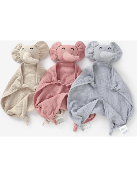 Manta de Elefante para Bebés Okdiy - 100% Algodón Orgánico Caqui Manta de Elefante para Bebés Okdiy - 100% Algodón Orgánico Caqui