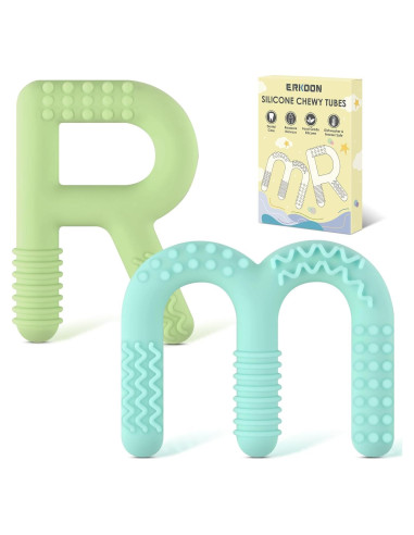 Mordedores Masticables ERKOON para Niños Autistas - Set de 2 Silicona Texturizada