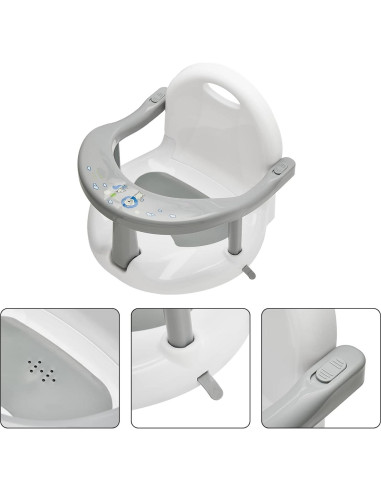 Asiento de Baño Antideslizante para Bebés 6-18 Meses Gris