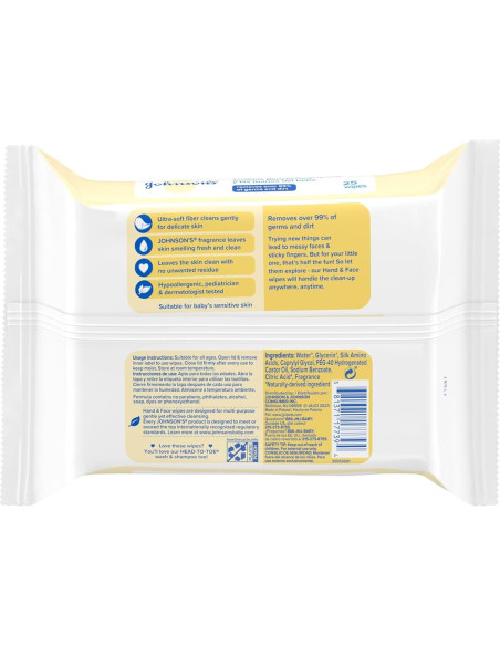 Toallitas desechables Johnson's Baby 25 unidades hipoalergénicas Toallitas desechables Johnson's Baby 25 unidades hipoalergénicas