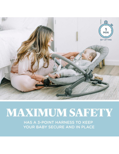 Columpio Portátil Baby Delight Aura Deluxe Tweed Charcoal