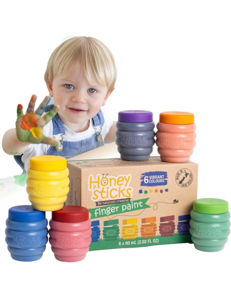 Juego de Pintura de Dedos Honeysticks 6 Colores + Burbujas Juego de Pintura de Dedos Honeysticks 6 Colores + Burbujas