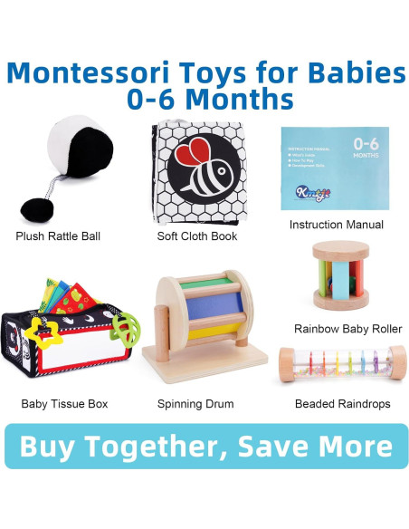 Juguetes Montessori KMTJT para Bebés 0-6 Meses - Sensoriales de Madera Juguetes Montessori KMTJT para Bebés 0-6 Meses - Sensoriales de Madera