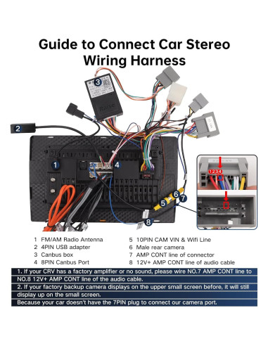 Arnés de Cable de Radio Honda CRV 2012-2016 + Adaptador Canbus