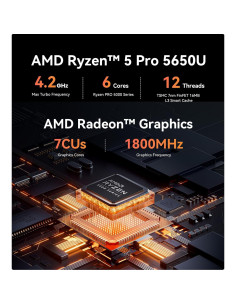 Mini PC Beelink EQR5, Ryzen 5 Pro 5650U, 8GB RAM, 500GB SSD 2