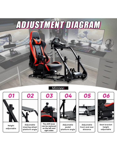 Soporte de TV para Simulador de Carreras Minneer Rojo Ajustable