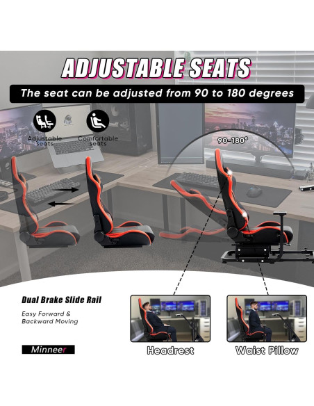 Soporte de TV para Simulador de Carreras Minneer Rojo Ajustable Soporte de TV para Simulador de Carreras Minneer Rojo Ajustable