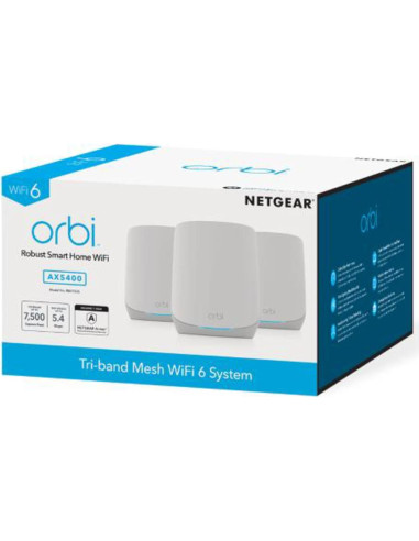 Sistema Mesh WiFi 6 NETGEAR Orbi RBK763S, 3 Puntos, AX5400