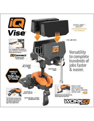 Tornillo de banco articulado WORK IQ IQVISE 360 acero y aluminio