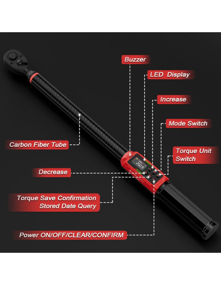 Llave de Torque Digital ANPUDS 1/2" 17-340Nm Fibra de Carbono Llave de Torque Digital ANPUDS 1/2" 17-340Nm Fibra de Carbono